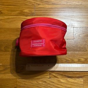 Clarins - Cosmetic / Toiletry Bag - Red / Pink - New